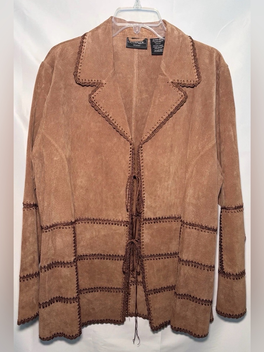 Vintage Outbrook Woman 100% Leather Suede Brown Boho Jacket Sz 1X (16W/18W)